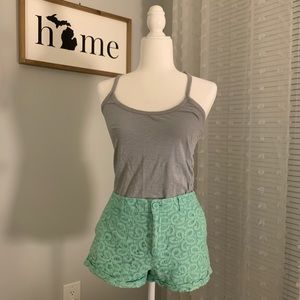 Forever 21 teal floral crochet shorts